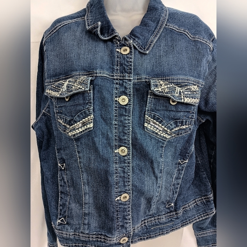 2/$30 RHYTHM IN BLUES Versatile Blue‎ Denim Jacket fall Winter (#1,254)
